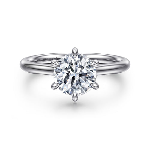 14K White Gold Round Solitaire Diamond Engagement Ring