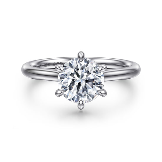 Gabriel - 14K White Gold Round Solitaire Diamond Engagement Ring