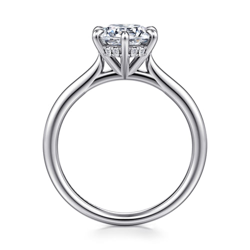 14K White Gold Round Solitaire Diamond Engagement Ring