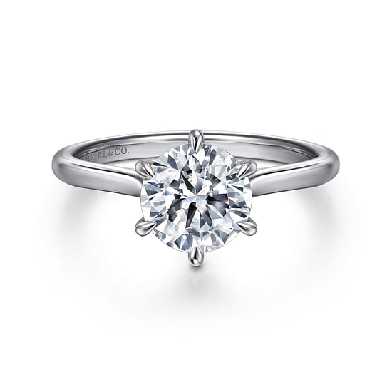 Gabriel - 14K White Gold Round Solitaire Diamond Engagement Ring