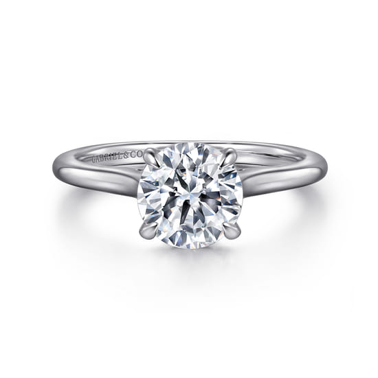 Gabriel - 14K White Gold Round Solitaire Diamond Engagement Ring