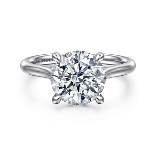 14K White Gold Round Solitaire Diamond Engagement Ring