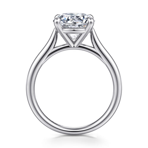 14K White Gold Round Solitaire Diamond Engagement Ring