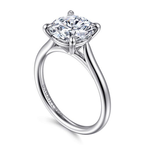 14K White Gold Round Solitaire Diamond Engagement Ring