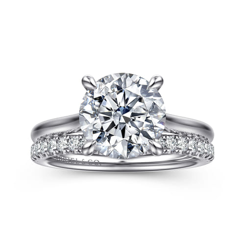 14K White Gold Round Solitaire Diamond Engagement Ring