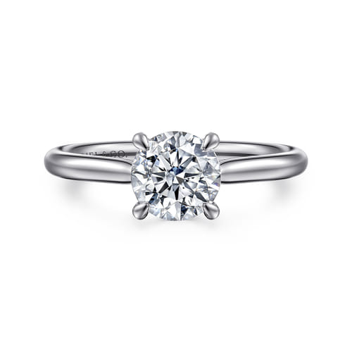 14K White Gold Round Solitaire Diamond Engagement Ring
