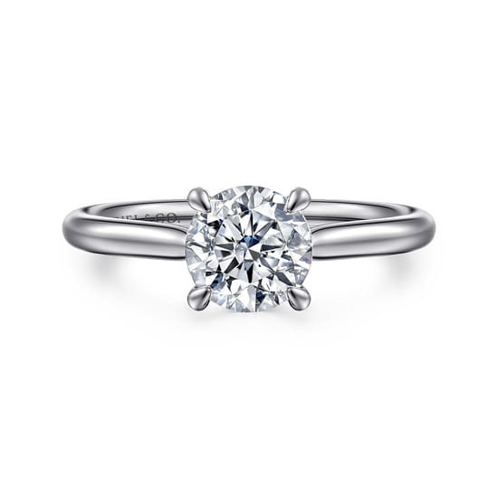Gabriel - 14K White Gold Round Solitaire Diamond Engagement Ring