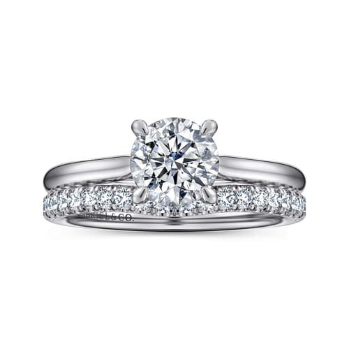 14K White Gold Round Solitaire Diamond Engagement Ring