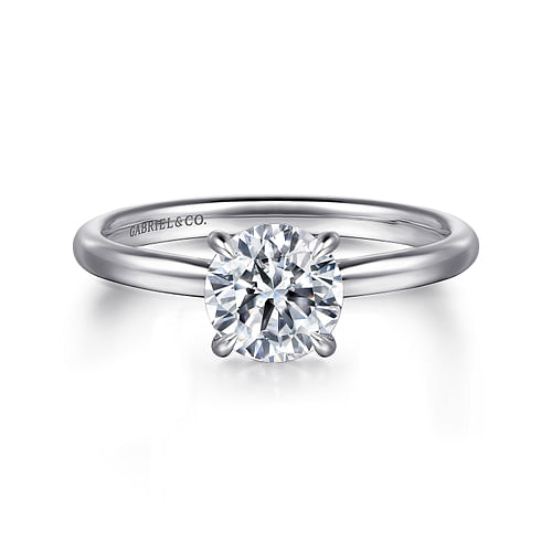 14K White Gold Round Solitaire Diamond Engagement Ring