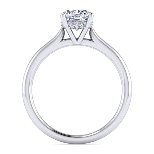 14K White Gold Round Solitaire Diamond Engagement Ring