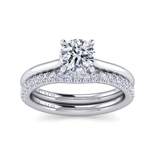 14K White Gold Round Solitaire Diamond Engagement Ring