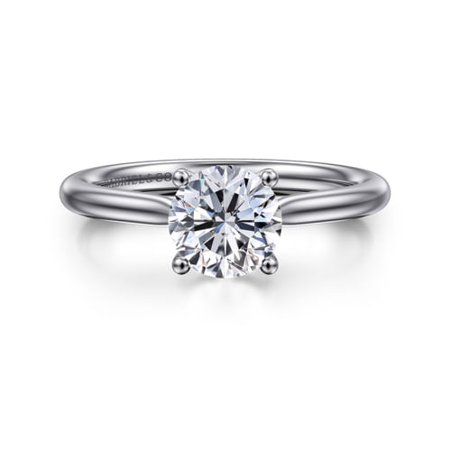 14K White Gold Round Solitaire Diamond Engagement Ring