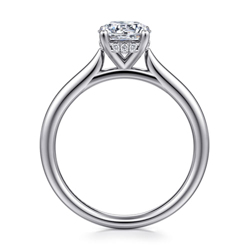 14K White Gold Round Solitaire Diamond Engagement Ring