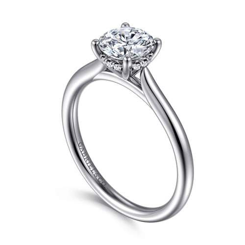 14K White Gold Round Solitaire Diamond Engagement Ring