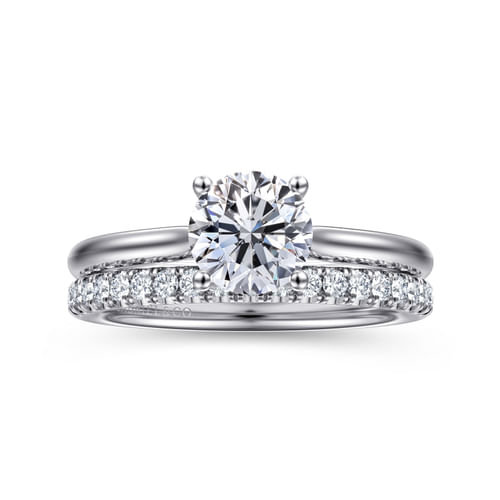 14K White Gold Round Solitaire Diamond Engagement Ring