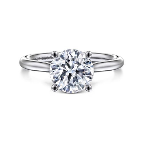 14K White Gold Round Solitaire Diamond Engagement Ring