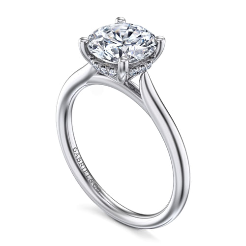 14K White Gold Round Solitaire Diamond Engagement Ring