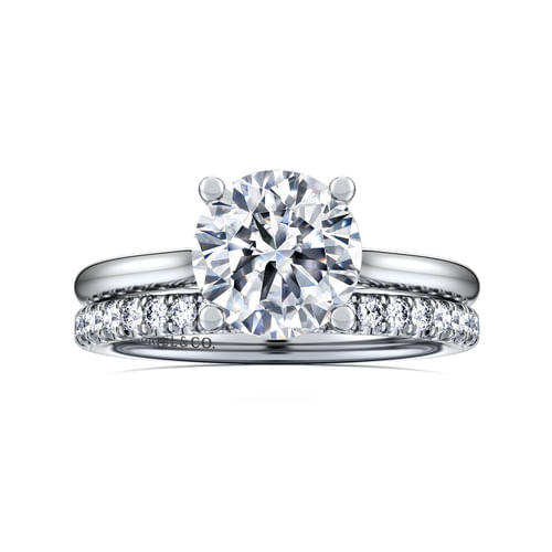 14K White Gold Round Solitaire Diamond Engagement Ring