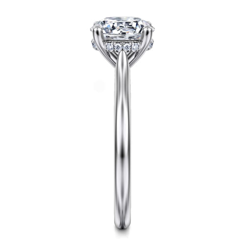 14K White Gold Round Solitaire Diamond Engagement Ring