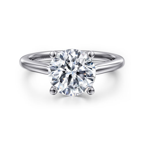 14K White Gold Round Solitaire Diamond Engagement Ring