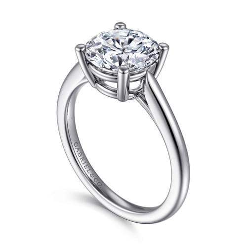 14K White Gold Round Solitaire Diamond Engagement Ring