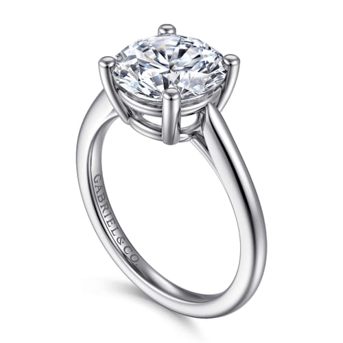 14K White Gold Round Solitaire Diamond Engagement Ring