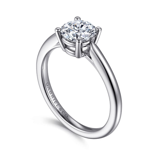 14K White Gold Round Solitaire Diamond Engagement Ring