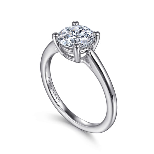 14K White Gold Round Solitaire Diamond Engagement Ring
