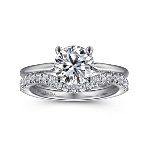 14K White Gold Round Solitaire Diamond Engagement Ring