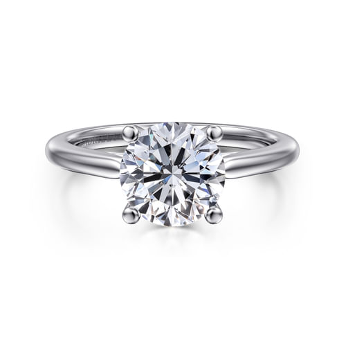 14K White Gold Round Solitaire Diamond Engagement Ring