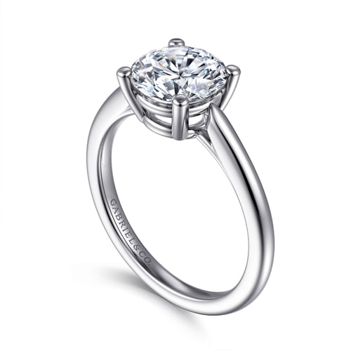 14K White Gold Round Solitaire Diamond Engagement Ring