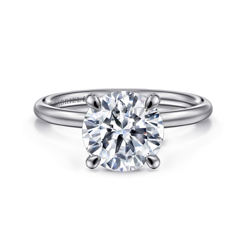 14K White Gold Round Solitaire Diamond Engagement Ring