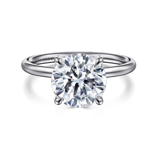 14K White Gold Round Solitaire Diamond Engagement Ring