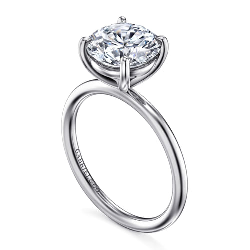 14K White Gold Round Solitaire Diamond Engagement Ring