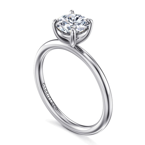 14K White Gold Round Solitaire Diamond Engagement Ring