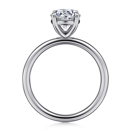 14K White Gold Round Solitaire Diamond Engagement Ring