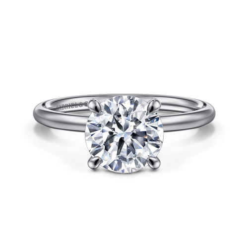 14K White Gold Round Solitaire Diamond Engagement Ring
