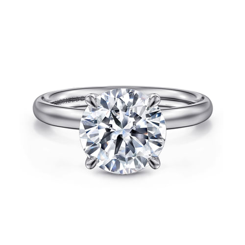 14K White Gold Round Solitaire Diamond Engagement Ring