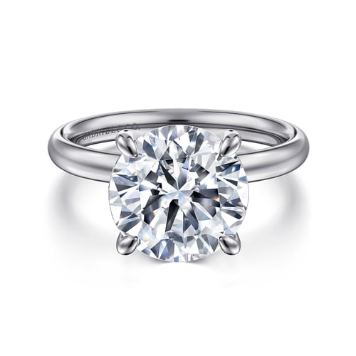 14K White Gold Round Solitaire Diamond Engagement Ring