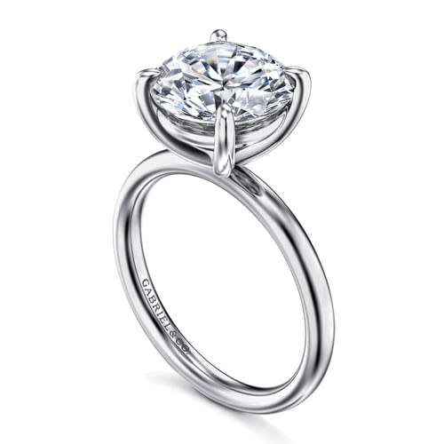 14K White Gold Round Solitaire Diamond Engagement Ring