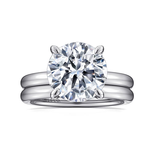 14K White Gold Round Solitaire Diamond Engagement Ring