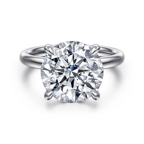 14K White Gold Round Solitaire Diamond Engagement Ring