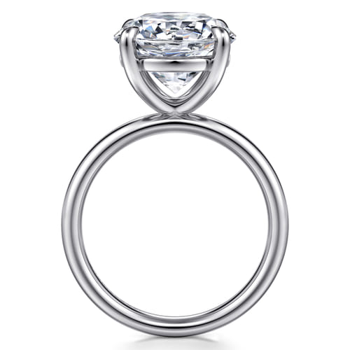 14K White Gold Round Solitaire Diamond Engagement Ring