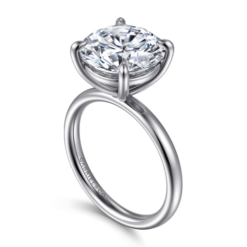 14K White Gold Round Solitaire Diamond Engagement Ring