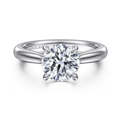 14K White Gold Round Solitaire Diamond Engagement Ring
