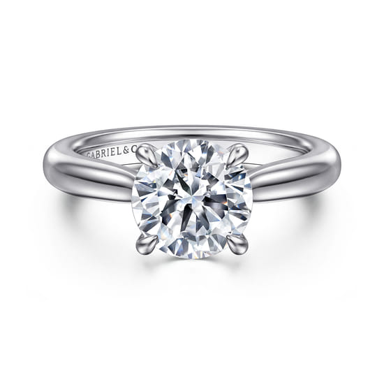 14K White Gold Round Solitaire Diamond Engagement Ring
