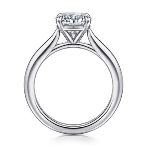 14K White Gold Round Solitaire Diamond Engagement Ring