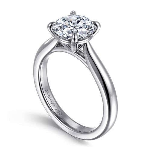 14K White Gold Round Solitaire Diamond Engagement Ring