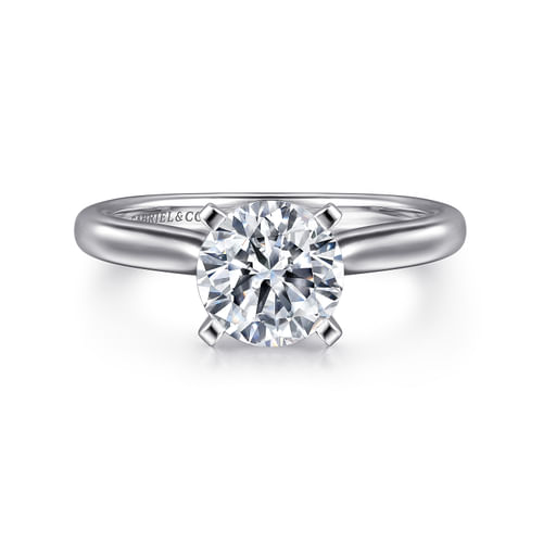 14K White Gold Round Solitaire Diamond Engagement Ring