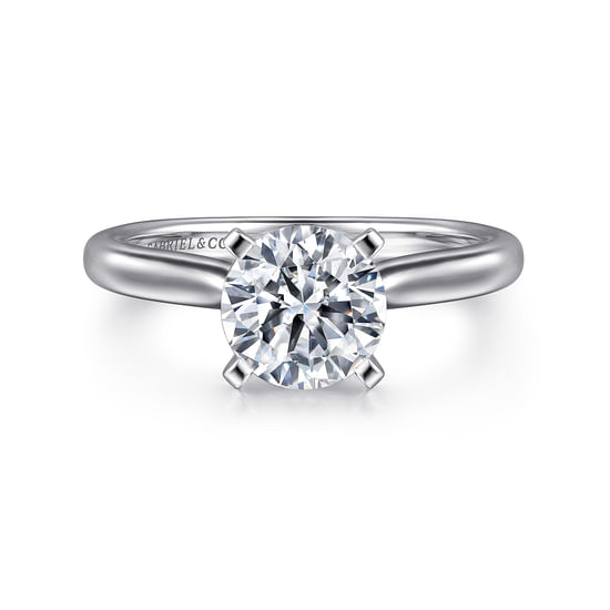 Gabriel - 14K White Gold Round Solitaire Diamond Engagement Ring